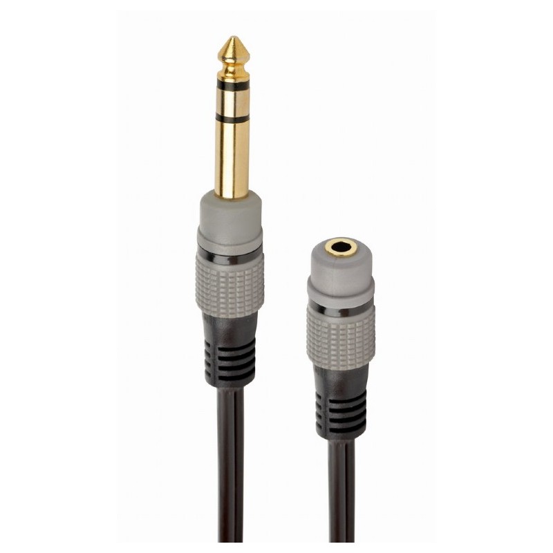 ADAPTOR audio GEMBIRD stereo (1 x 6.35 mm jack T la 1 x 3.5 mm jack M), 0.2M, negru, "A-63M35F-0.2M" (timbru verde 0.08 lei)