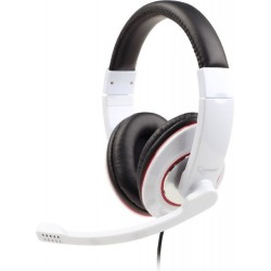 CASTI Gembird, cu fir, standard, utilizare multimedia, microfon pe brat, conectare prin Jack 3.5 mm x 2, alb / negru, "MHS-001-G