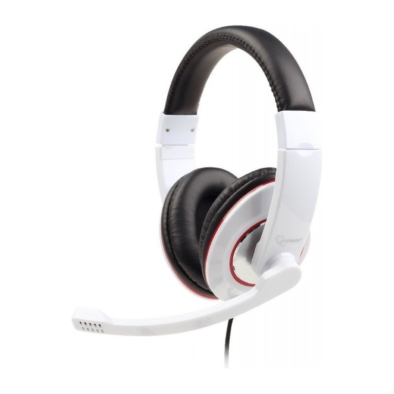 CASTI Gembird, cu fir, standard, utilizare multimedia, microfon pe brat, conectare prin Jack 3.5 mm x 2, alb / negru, "MHS-001-G