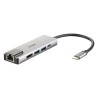 HUB extern D-LINK, porturi Gigabit LAN x 1, USB 3.0 x 2, HDMI x 1,  USB Type C x 1, conectare prin USB Type C, cablu 17 cm, argi