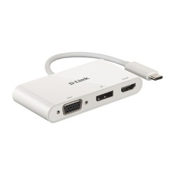 SPLITTER video D-Link universal, conectare PC USB Type C, Thunderbolt 3, nu, porturi video VGA x 1, Display Port x 1, HDMI x 1, 
