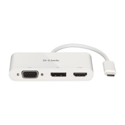 SPLITTER video D-Link universal, conectare PC USB Type C, Thunderbolt 3, nu, porturi video VGA x 1, Display Port x 1, HDMI x 1, 