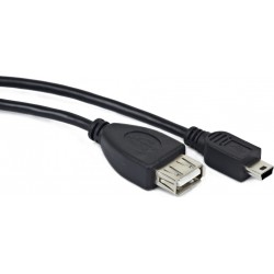 CABLU adaptor OTG GEMBIRD, pt. smartphone, Mini-USB 2.0 (T) la USB 2.0 (M), 15cm, asigura conectarea telef. la o tastatura, mous