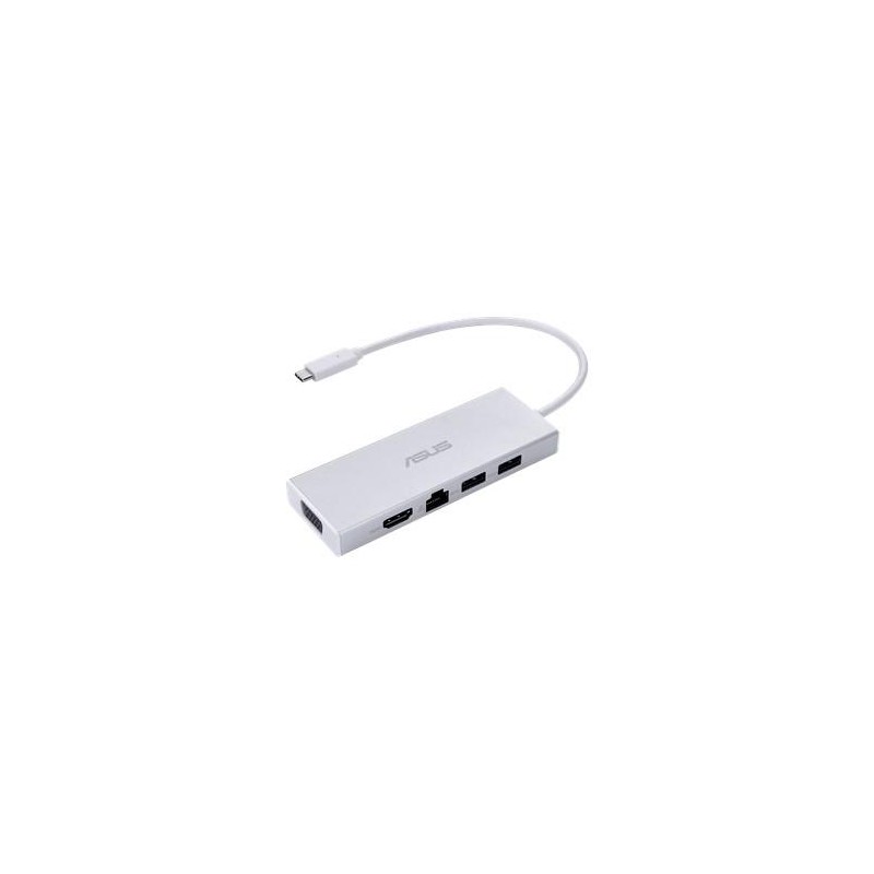 DOCKING Station Asus compatibil universal, conectare PC USB Type C, USB 3.0 x 2,  RJ-45, alb, "90XB067N-BDS000" (timbru verde 0.