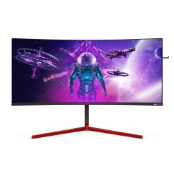 MONITOR AOC 35" gaming, VA, UWQHD (3440 x 1440), Ultra Wide, curbat, 1000 cd/mp, 2 ms, HDMI, DisplayPort x 2, "AG353UCG" (timbru