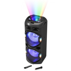 BOXE portabile AKAI, compact 2.0, RMS 350W, Micro SD card, microfon wireless, Bluetooth, conector Bluetooth, USB, negru, "DJ-Y5L