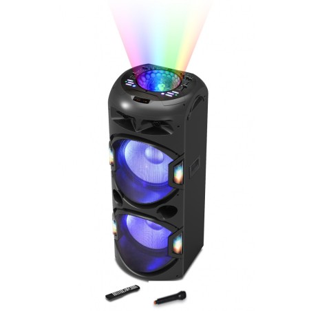 BOXE portabile AKAI, compact 2.0, RMS 350W, Micro SD card, microfon wireless, Bluetooth, conector Bluetooth, USB, negru, "DJ-Y5L