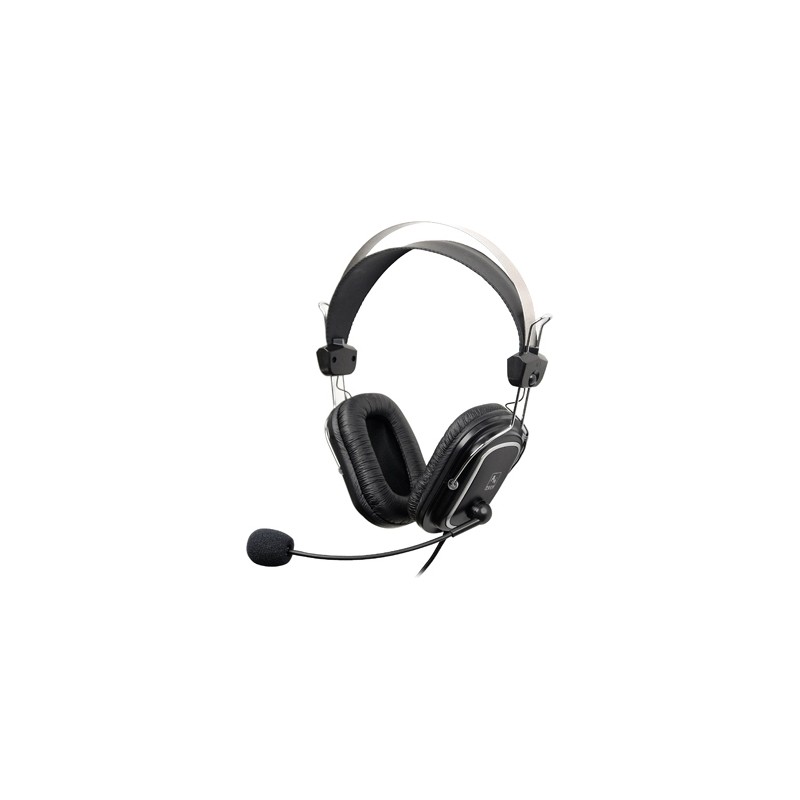 CASTI A4tech, "ComfortFIt", cu fir, standard, utilizare multimedia, microfon pe brat, conectare prin Jack 3.5 mm, negru, "HS-50"