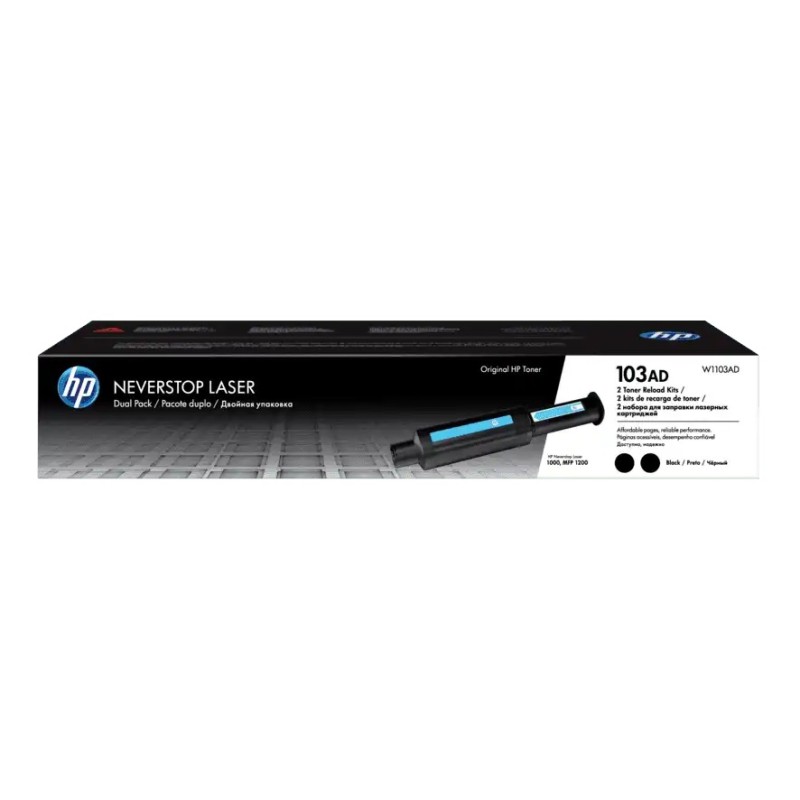 Dual-Pack Original HP Black, nr.103AD, pentru NeverStop LaserJet 1000|1200, 5K, (timbru verde 1.2 lei) , "W1103AD"