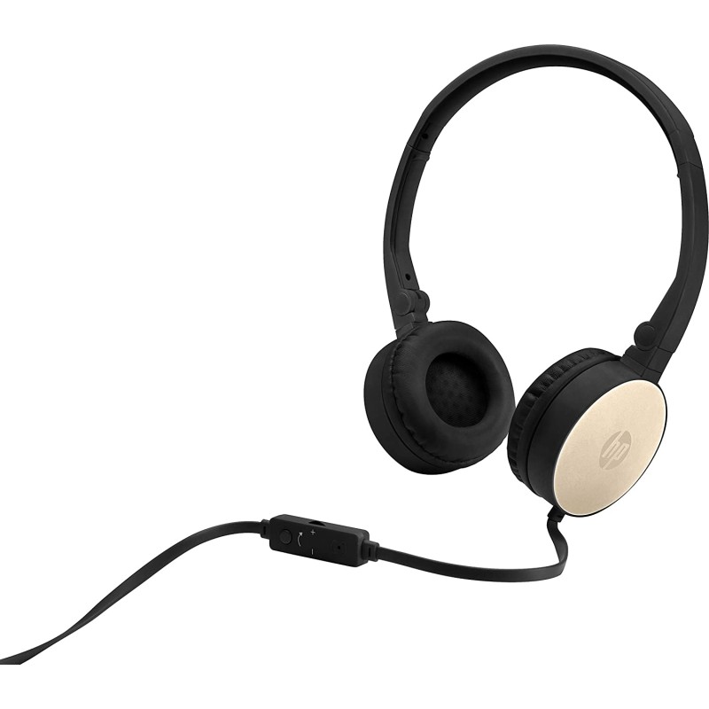 CASTI HP, "H2800", cu fir, standard, utilizare multimedia, smartphone, microfon pe fir, conectare prin Jack 3.5 mm, negru / auri