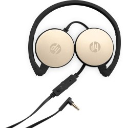 CASTI HP, "H2800", cu fir, standard, utilizare multimedia, smartphone, microfon pe fir, conectare prin Jack 3.5 mm, negru / auri