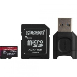 CARD READER  KINGSTON, 256 GB, MicroSDXC, clasa 10, standard UHS-II U3, "MLPMR2/256GB" (timbru verde 0.03 lei)