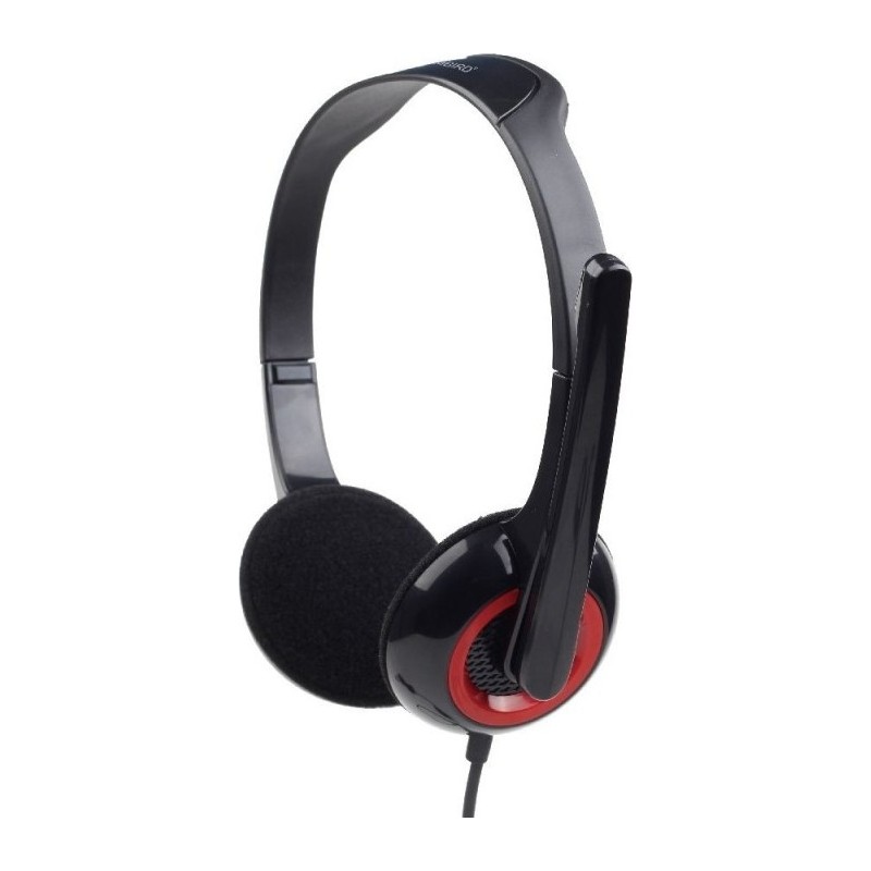 CASTI Gembird, cu fir, standard, utilizare multimedia, microfon pe brat, conectare prin Jack 3.5 mm x 2, negru / rosu, "MHS-002"