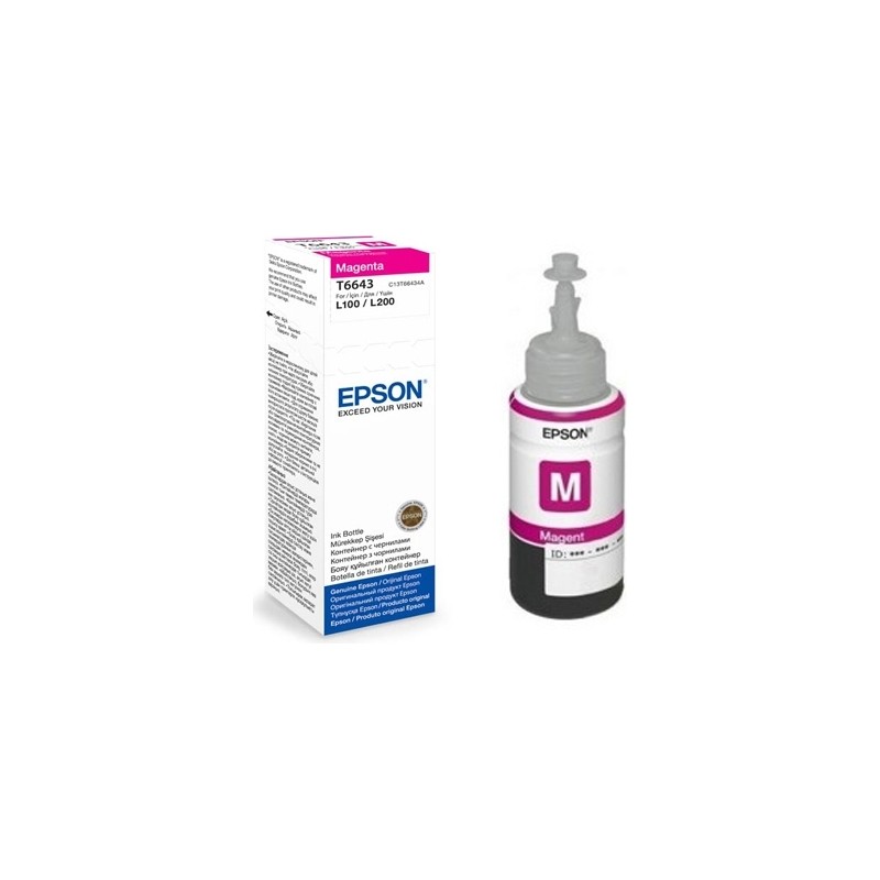 Cartus Cerneala Original Epson Magenta, T66434A, pentru L100|L120||L200|L110|L210|L220|L300|L355|L550,  , (timbru verde 0.15 lei