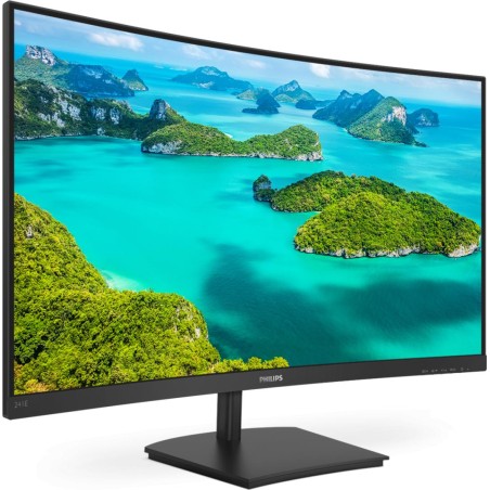 MONITOR PHILIPS 24", multimedia, VA, Full HD (1920 x 1080), Wide, curbat, 250 cd/mp, 4 ms, HDMI, VGA, "241E1SCA/00" (timbru verd