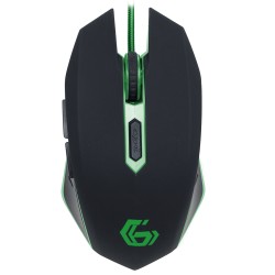 MOUSE GEMBIRD, gaming, cu fir, USB, optic, 2400 dpi, butoane/scroll 6/1, iluminare, negru / verde, "MUSG-001-G" (timbru verde 0.