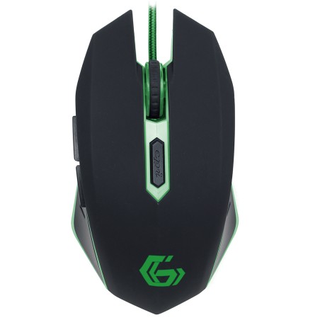 MOUSE GEMBIRD, gaming, cu fir, USB, optic, 2400 dpi, butoane/scroll 6/1, iluminare, negru / verde, "MUSG-001-G" (timbru verde 0.