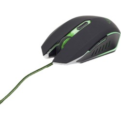 MOUSE GEMBIRD, gaming, cu fir, USB, optic, 2400 dpi, butoane/scroll 6/1, iluminare, negru / verde, "MUSG-001-G" (timbru verde 0.