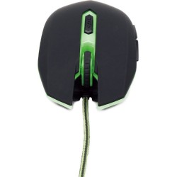 MOUSE GEMBIRD, gaming, cu fir, USB, optic, 2400 dpi, butoane/scroll 6/1, iluminare, negru / verde, "MUSG-001-G" (timbru verde 0.