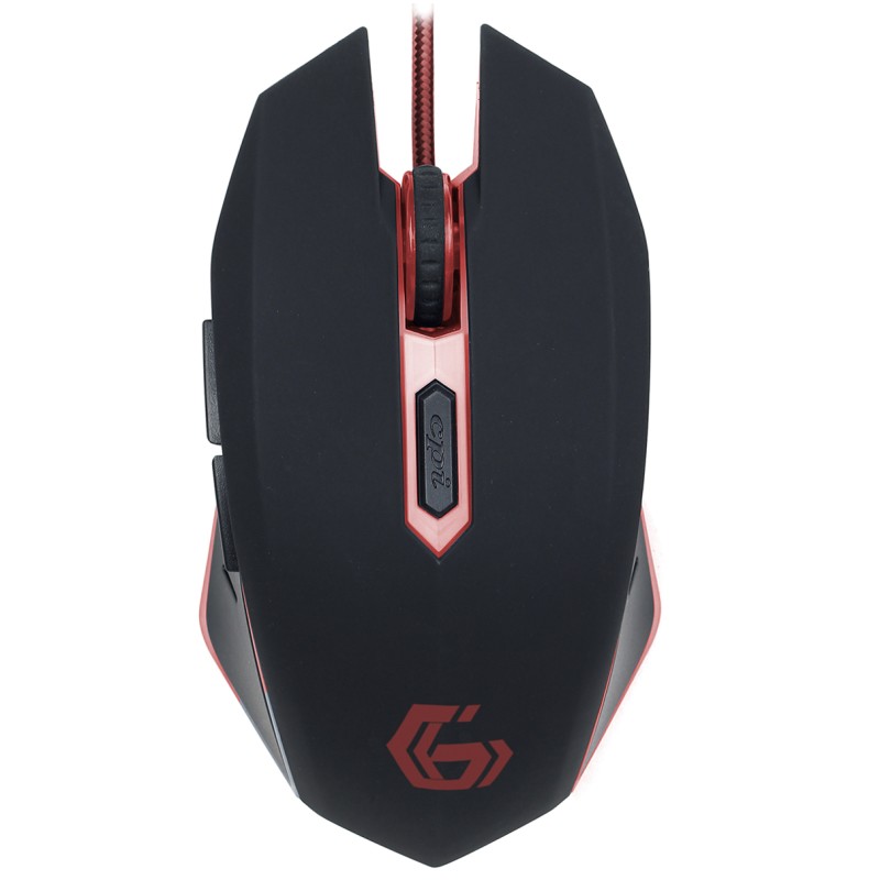 MOUSE GEMBIRD, gaming, cu fir, USB, optic, 2400 dpi, butoane/scroll 6/1, iluminare, negru / rosu, "MUSG-001-R" (timbru verde 0.1