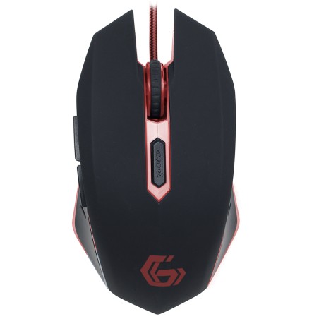 MOUSE GEMBIRD, gaming, cu fir, USB, optic, 2400 dpi, butoane/scroll 6/1, iluminare, negru / rosu, "MUSG-001-R" (timbru verde 0.1