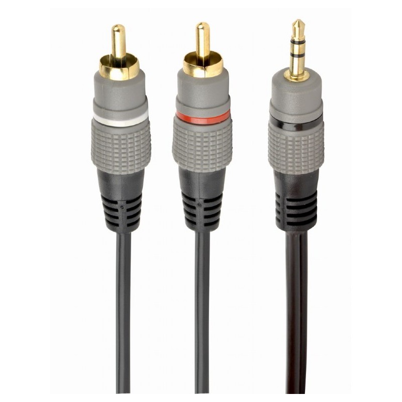 CABLU audio GEMBIRD stereo (3.5 mm jack la 2 x RCA), 1.5m, conectori auriti, "CCA-352-1.5M" (timbru verde 0.08 lei)