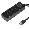 HUB extern SPACER, porturi USB: USB 3.0 x 4, conectare prin USB 3.0, 1m lungime cablu, negru, 45507057 "SPH-4USB30-01"   (timbru