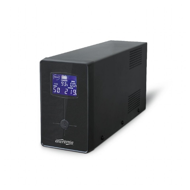 UPS GEMBIRD, Line Int. , mini tower, 650VA/390W, AVR, IEC x 2/ Schuko x 1, 1 x baterie 12V/7Ah, display LCD, back-up 1 - 10 min.