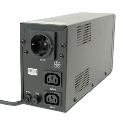 UPS GEMBIRD, Line Int. , mini tower, 650VA/390W, AVR, IEC x 2/ Schuko x 1, 1 x baterie 12V/7Ah, display LCD, back-up 1 - 10 min.