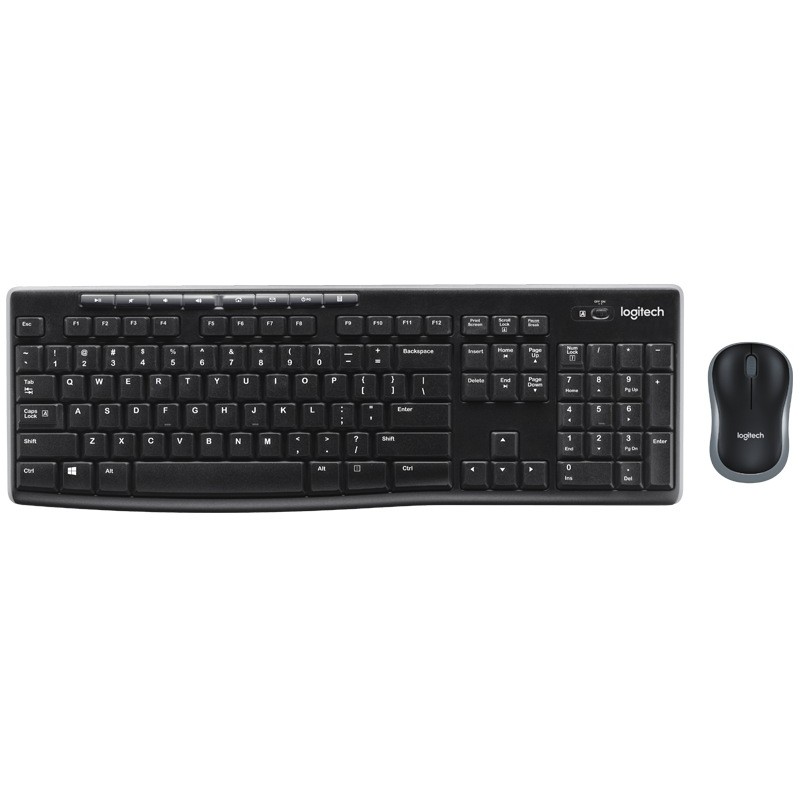KIT wireless LOGITECH, tastatura wireless multimedia + mouse wireless 3 butoane, black, "MK270" 45501442 "920-004508"  (timbru v