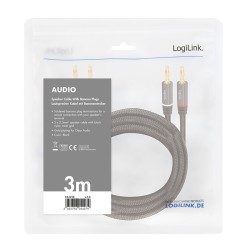 CABLU audio LOGILINK stereo (2 x 2.5 mm jack T/T), 3m, conectori auriti, negru "CA1210" (timbru verde 0.18 lei)