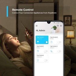 PRIZA inteligenta TP-LINK, Schuko x 1, conectare prin Schuko (T), 10 A, programare prin smartphone, Bluetooth, WiFi, alb "Tapo P