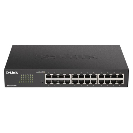 SWITCH D-LINK SMART 24 porturi Gigabit  carcasa metalica, rackabil, "DGS-1100-24V2" (timbru verde 2 lei)
