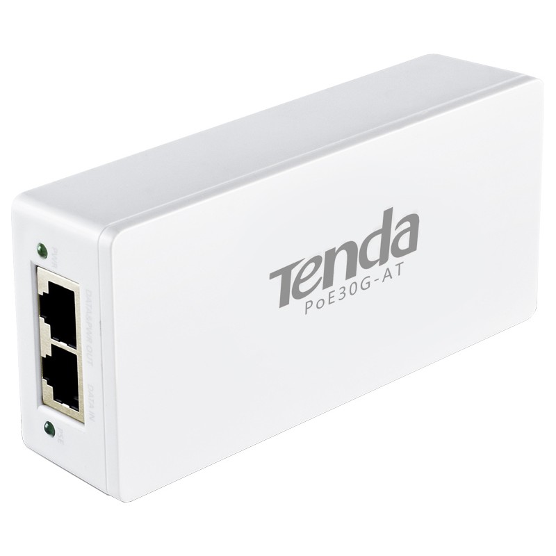 INJECTOR PoE Tenda 2 porturi Gigabit, compatibil IEEE 802.3af/at 30W maxim 100M, carcasa plastic, "POE30G-AT" (timbru verde 2 le