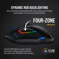 MOUSE CORSAIR, "Dark Core RGB Pro SE", gaming, wireless, BT | 2.4GHz,18000 dpi, butoane/scroll 8/1, iluminare,butoane programabi