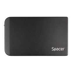 RACK extern SPACER, pt HDD/SSD, 2.5 inch, S-ATA, interfata PC USB 3.0, Husa piele sintetitca, aluminiu, negru, "SPR-25611" 45503