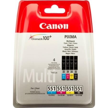 Combo-Pack  Original Canon CMYK, CLI-551CMYK, pentru Pixma IP-7250|8750|IX-6850|MG-5450|5550|5650|6350|6450|6650|7150|7550|MX-72