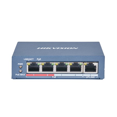 SWITCH PoE HIKVISION,  port 10/100 x 4, unmanaged, nerackabil, carcasa metalica, "DS-3E0105P-E(B)" (timbru verde 2 lei)
