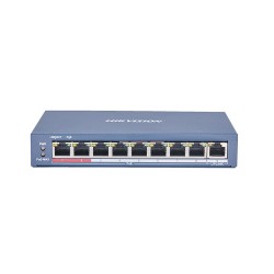 SWITCH PoE HIKVISION,  port 10/100 x 8, unmanaged, nerackabil, carcasa metalica, "DS-3E0109P-E(C)" (timbru verde 2 lei)