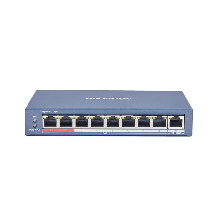 SWITCH PoE HIKVISION,  port 10/100 x 8, unmanaged, nerackabil, carcasa metalica, "DS-3E0109P-E(C)" (timbru verde 2 lei)
