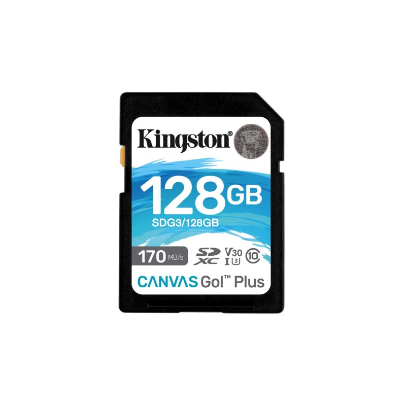 CARD SD KINGSTON, 128 GB, SDXC, clasa 10, standard UHS-I U3, "SDG3/128GB" (timbru verde 0.03 lei)