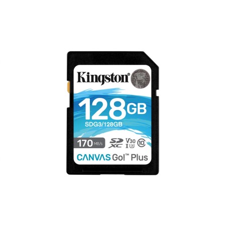 CARD SD KINGSTON, 128 GB, SDXC, clasa 10, standard UHS-I U3, "SDG3/128GB" (timbru verde 0.03 lei)