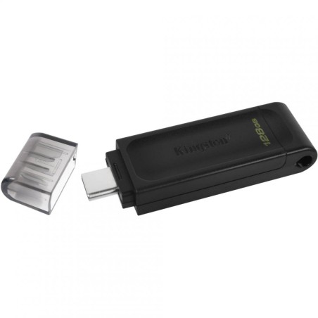 MEMORIE USB Type-C KINGSTON 32 GB, cu capac, carcasa plastic, negru, "DT70/32GB" (timbru verde 0.03 lei)