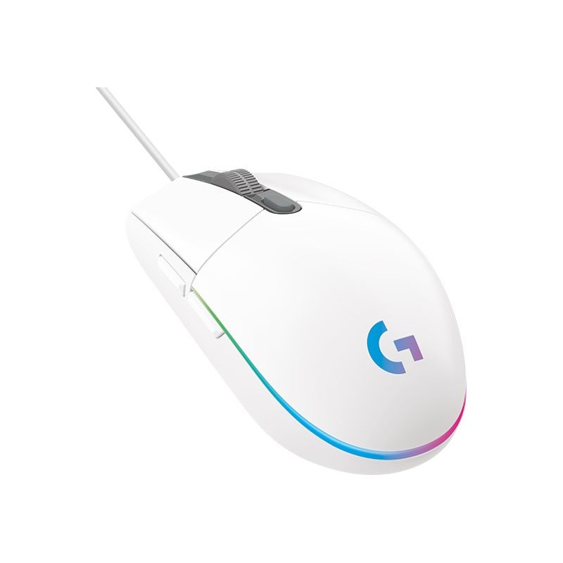 MOUSE LOGITECH, "G102 LIGHTSYNC", gaming, cu fir, USB, optic, 8000 dpi, butoane/scroll 6/1, iluminare, butoane programabile, alb