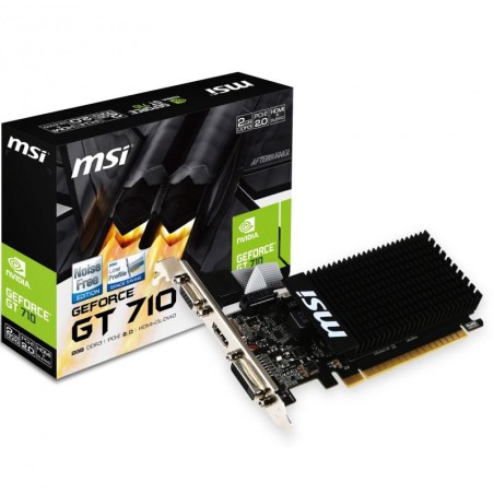 PLACA VIDEO MSI NVIDIA GeForce GT 710 2GD3H LP, 2 GB GDDR3 64 biti, PCI Express 2.0 x 16, HDMI, HDMI, sistem racire aer pasiv, "