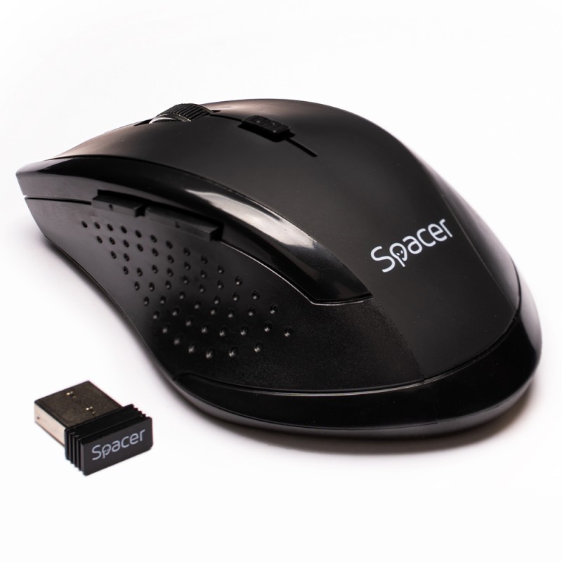 MOUSE  Spacer, PC sau NB, wireless, 2.4GHz, optic, 800/ 1200/1600 dpi, butoane/scroll 6/1, rezolutie selectabila, negru, "SPMO-2