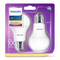 SET 2 becuri LED Philips, soclu E27, putere 13W, forma clasic, lumina alb calda, alimentare 220 - 240 V, "000008718696586099" (t
