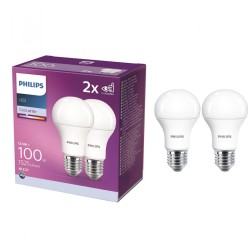 SET 2 becuri LED Philips, soclu E27, putere 12.5W, forma clasic, lumina alb, alimentare 220 - 240 V, "000008718699726959" (timbr