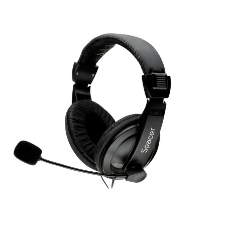 CASTI  Spacer, cu fir, standard, utilizare multimedia, microfon pe brat, conectare prin Jack 3.5 mm x 2, negru, "SPK-222", (timb