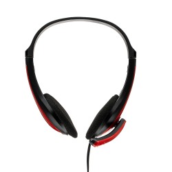 CASTI  Spacer, cu fir, standard, utilizare multimedia, microfon pe brat, conectare prin Jack 3.5 mm x 2, negru / rosu, "SPK-507"